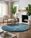 Eternal Plush Oasis Collection Area Rug -  Tranquility (Aegean Blue) Round Aegean Blue  lifestyle 43
