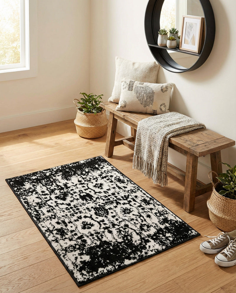 Cascade Range Collection Area Rug -  Shasta (Black and White) Rectangle Black and White  lifestyle 29