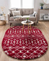 Berber Lattice Shag Collection Area Rug - Atlas (Burgundy Red) Oval Burgundy Red  lifestyle 66