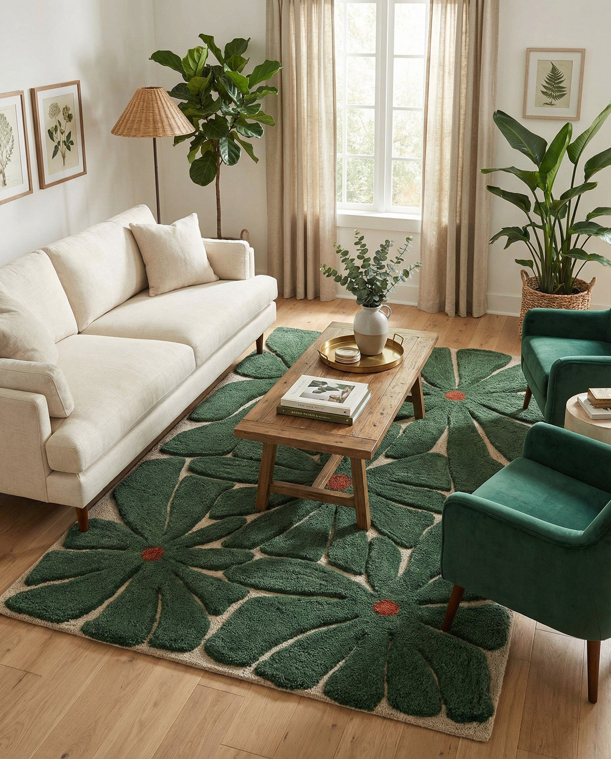 Briarwood Looms Collection Area Rug -  Navytide Rectangle Green and Ivory  lifestyle 3