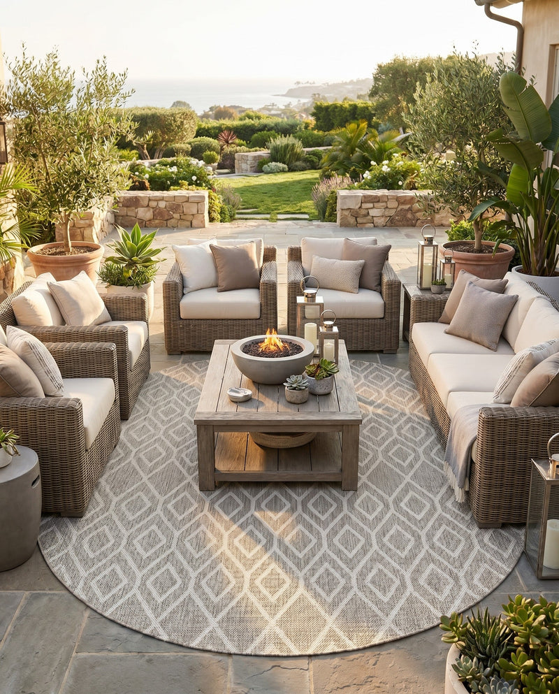 Urban Oasis Rugs Collection Area Rug -  Boulevard (Gray Cream) Round Gray Cream  lifestyle 40
