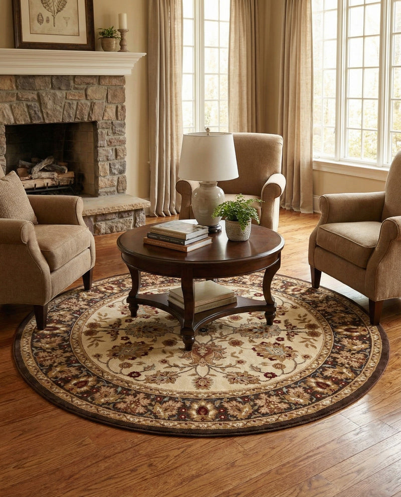 Jaipur Elegance Collection Area Rug -  Jal Round Cream  lifestyle 68