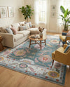 Arcadia Rugs Collection Area Rug - Eden (Gray and Blue) Rectangle Gray and Blue  lifestyle 12