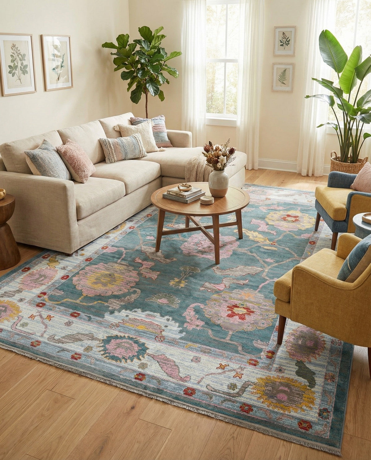 Arcadia Rugs Collection Area Rug - Eden (Gray and Blue) Rectangle Gray and Blue  lifestyle 12