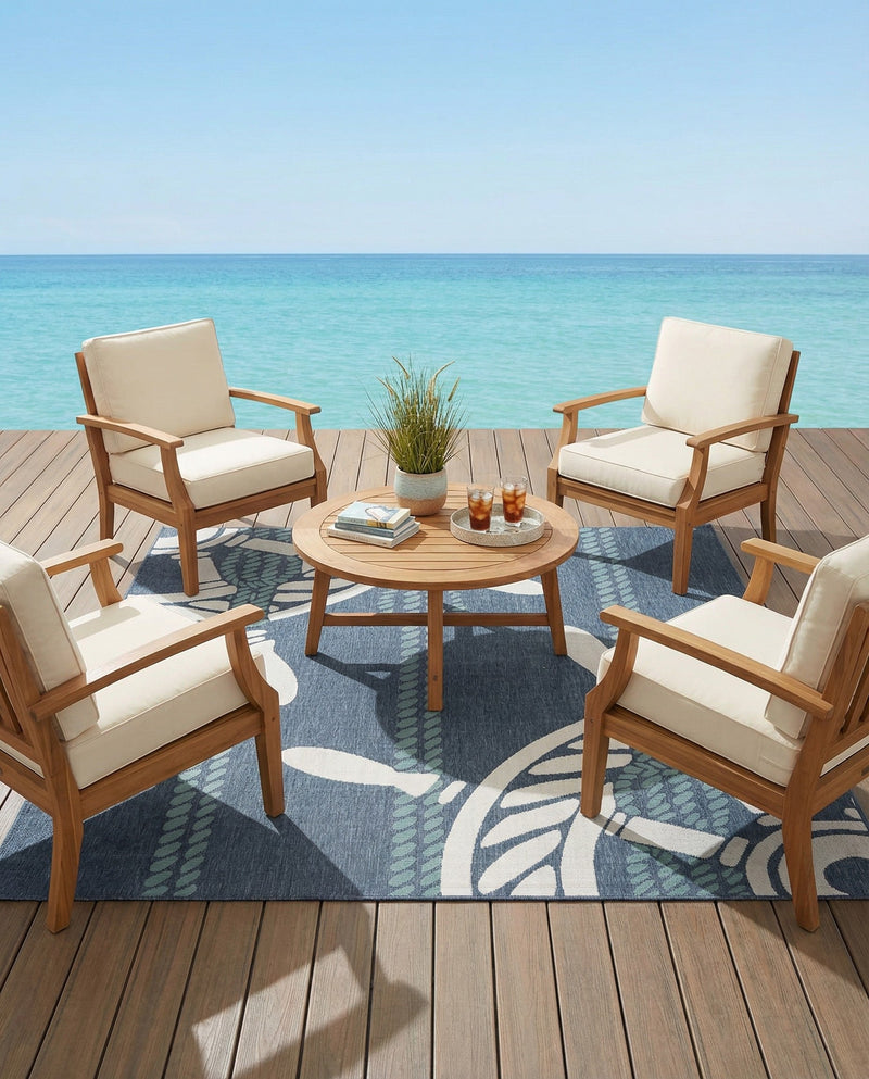 Seaside Haven Rugs Collection Area Rug - Harbor Square Navy Blue  lifestyle 35
