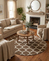 Lattice Gardens Collection Area Rug -  Bloomfield (Brown) Round Brown  lifestyle 30
