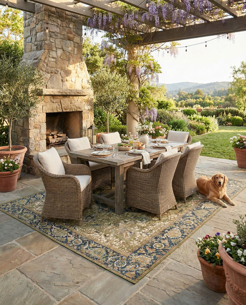 Patio Heritage Collection Area Rug -  Haven Rectangle Green  lifestyle 36