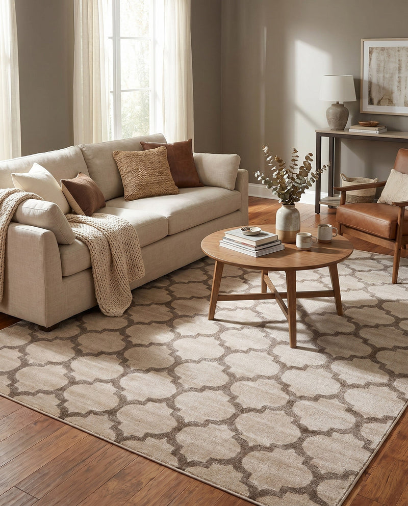 Lattice Gardens Collection Area Rug -  Bloomfield (Beige and Light Brown) Rectangle Beige and Light Brown  lifestyle 28