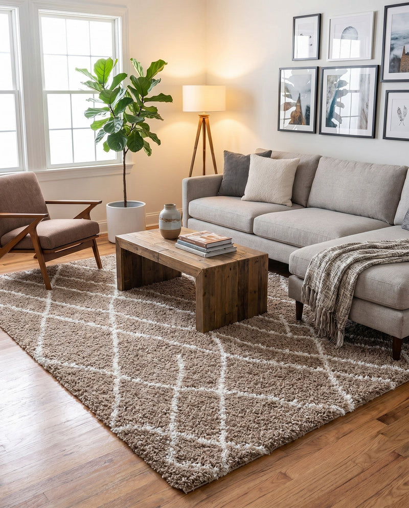 Cozy Haven Shag Collection Area Rug - Serenity (Khaki) Rectangle Khaki  lifestyle 11
