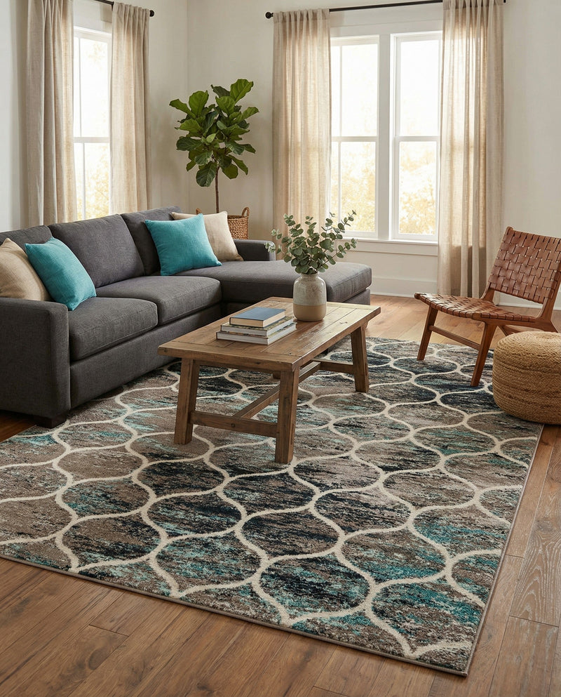 Trellis Mosaic Collection Area Rug -  Pergolatown (Blue Multi) Rectangle Blue Multi  lifestyle 7