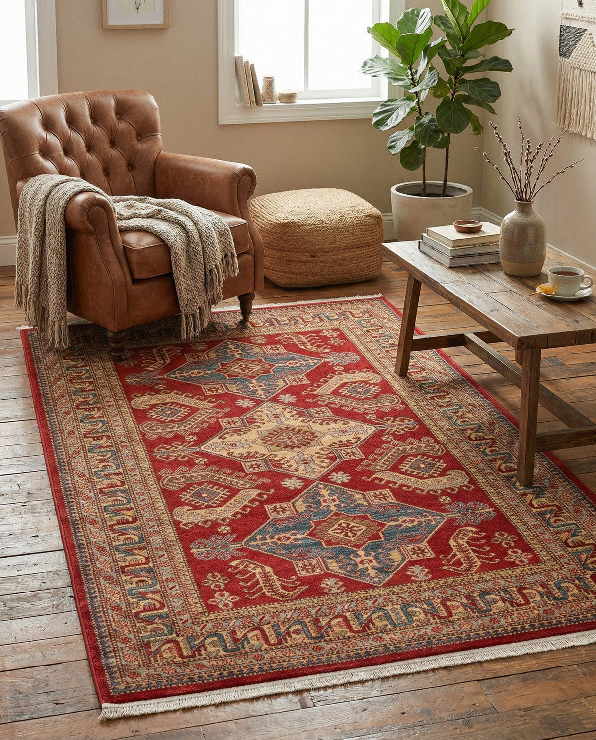 Persian Elegance Collection Area Rug -  Ardabil Rectangle Red  lifestyle 12
