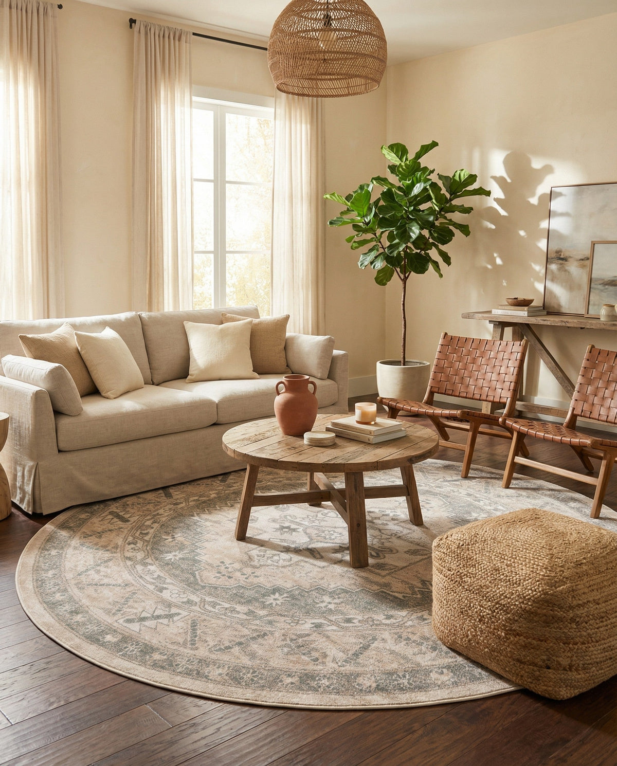 Savannah Series Collection Area Rug -  Augusta (Mink) Round Mink  lifestyle 127