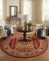 Persian Elegance Collection Area Rug -  Zanjan Round Red  lifestyle 39