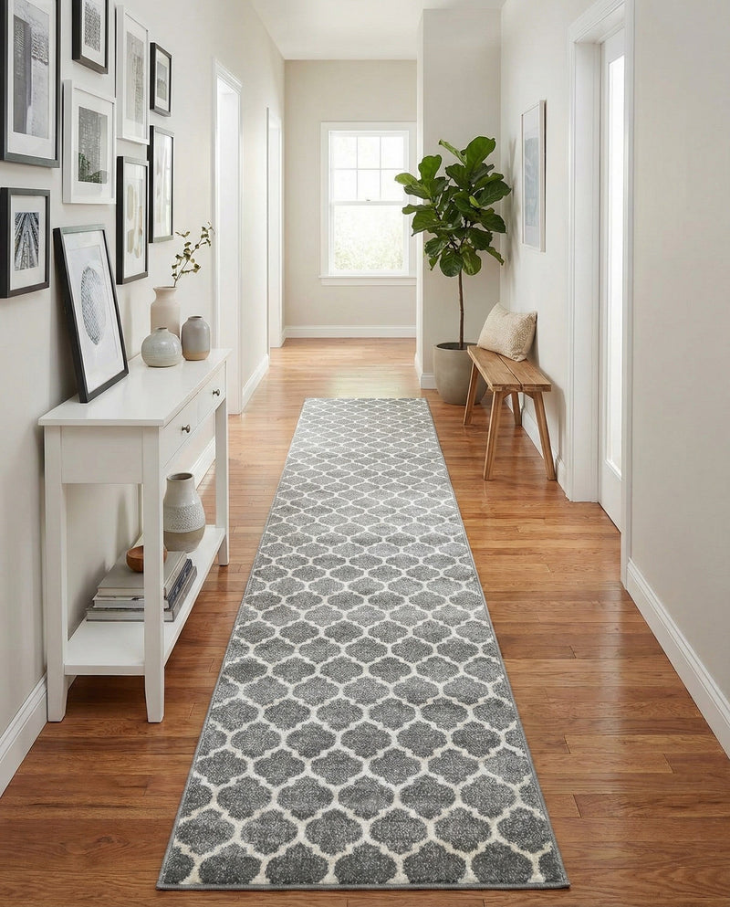 Lattice Gardens Collection Area Rug -  Bloomfield (Dark Gray) Runner Dark Gray  lifestyle 53