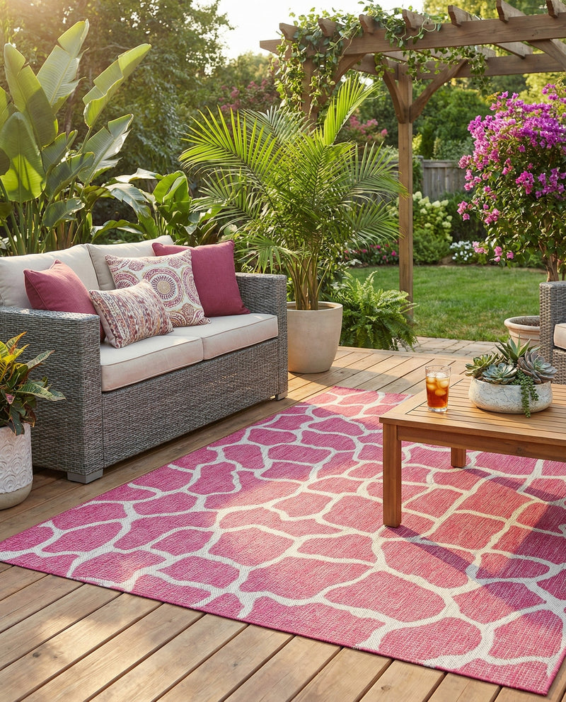 Savannah Escape Collection Area Rug -  Rainforest Rectangle Magenta  lifestyle 22