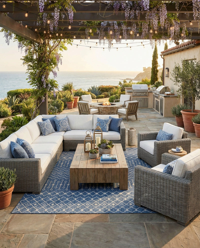 Savannah Pergola Collection Area Rug -  Pergola (Blue) Square Blue  lifestyle 59