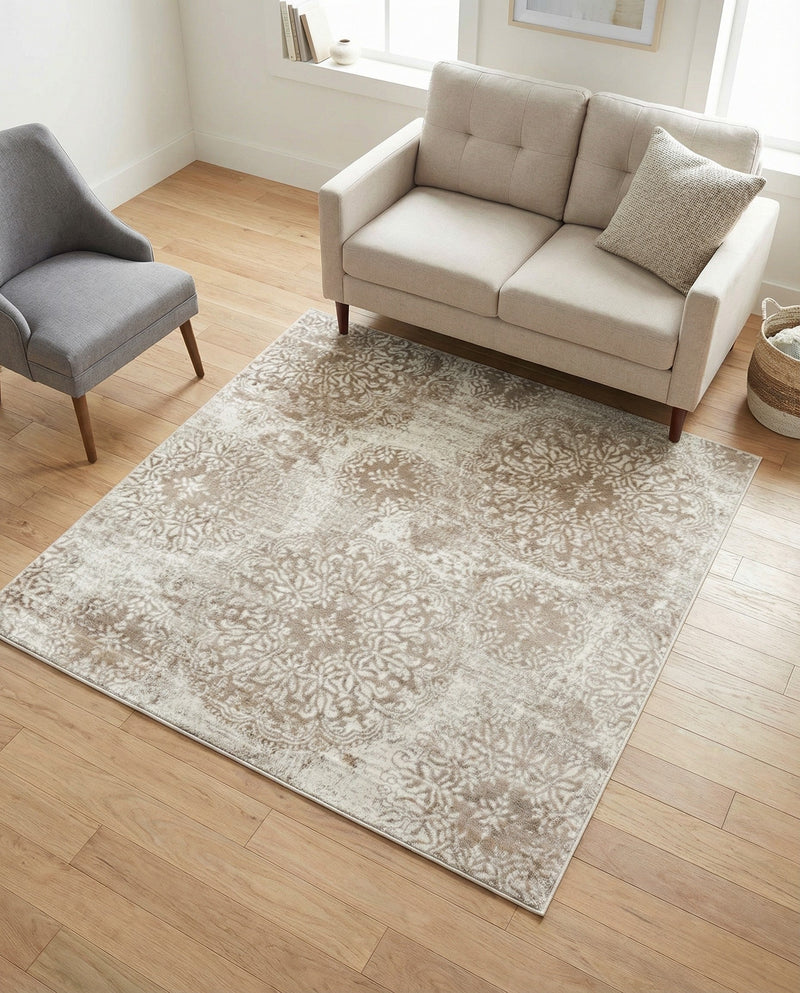 Riviera Elegance Collection Area Rug -  Monaco (Beige) Square Beige  lifestyle 61