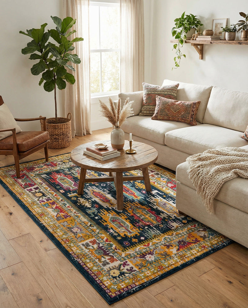 Brighton Terrace Collection Area Rug -  Portslade Rectangle Navy Blue  lifestyle 40