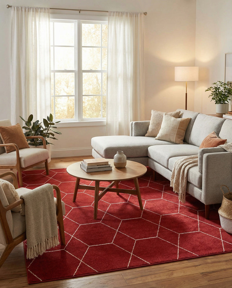 Trellis Mosaic Collection Area Rug - Arborville (Red) Rectangle Red  lifestyle 10