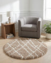 Cozy Haven Shag Collection Area Rug - Serenity (Khaki) Round Khaki  lifestyle 39