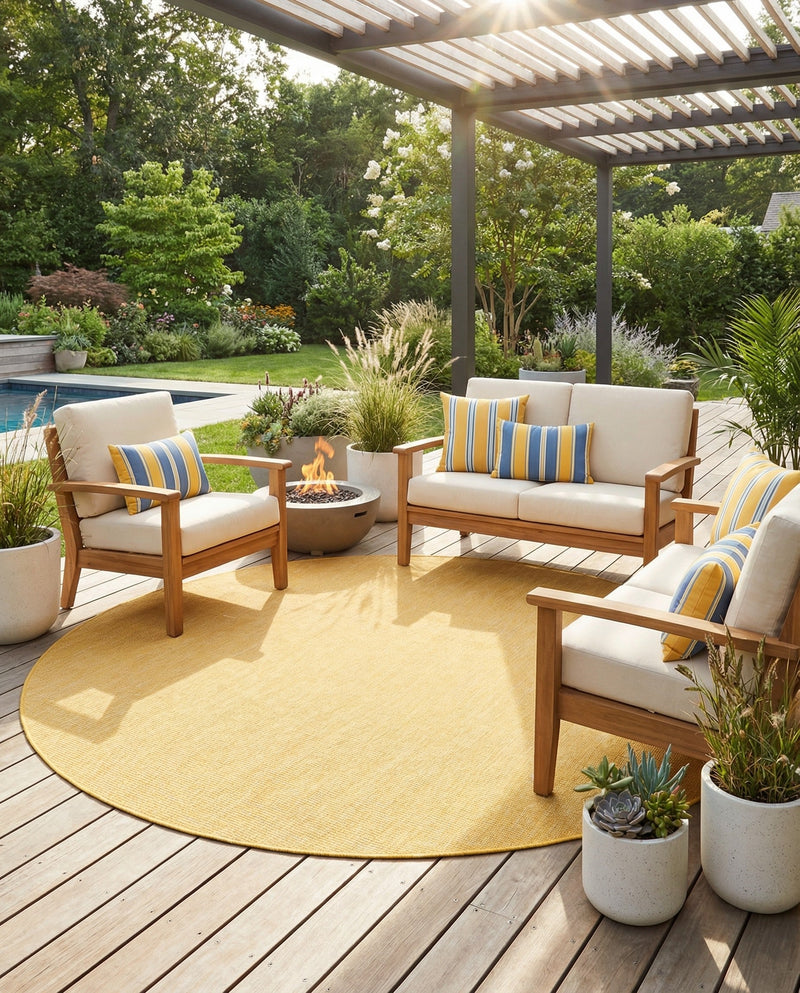 Seaside Serenity Collection Area Rug - Veranda (Corn Harvest Yellow) Round Corn Harvest Yellow  lifestyle 32