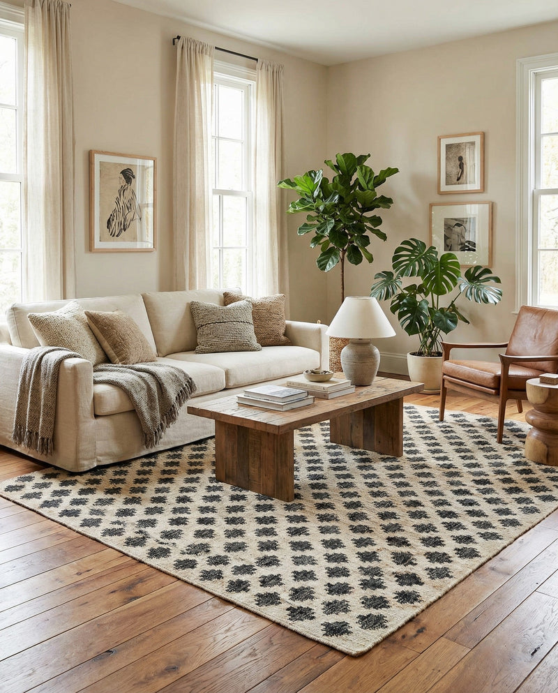 Benares Handwoven Jute Collection Area Rug -  Bodhi Rectangle Beige and Black  lifestyle 22