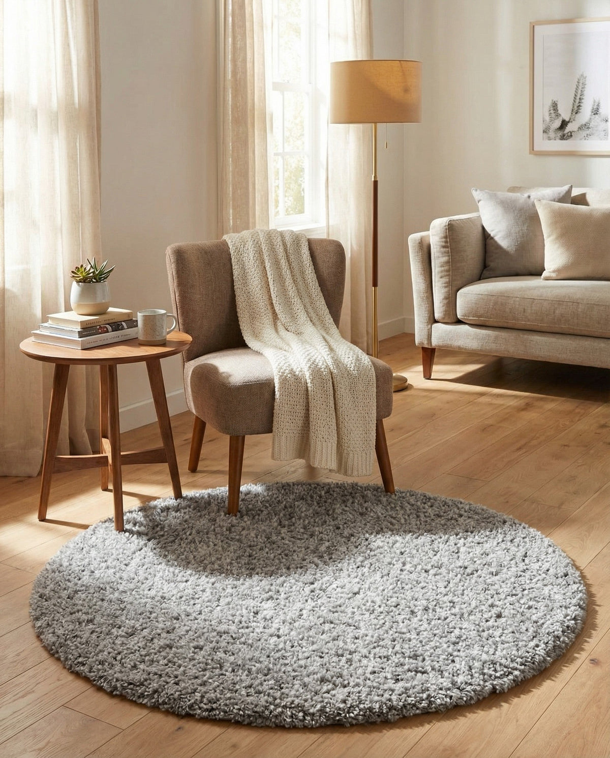 Alpine Plush Collection Area Rug - Verbier Round LGrey  lifestyle 69