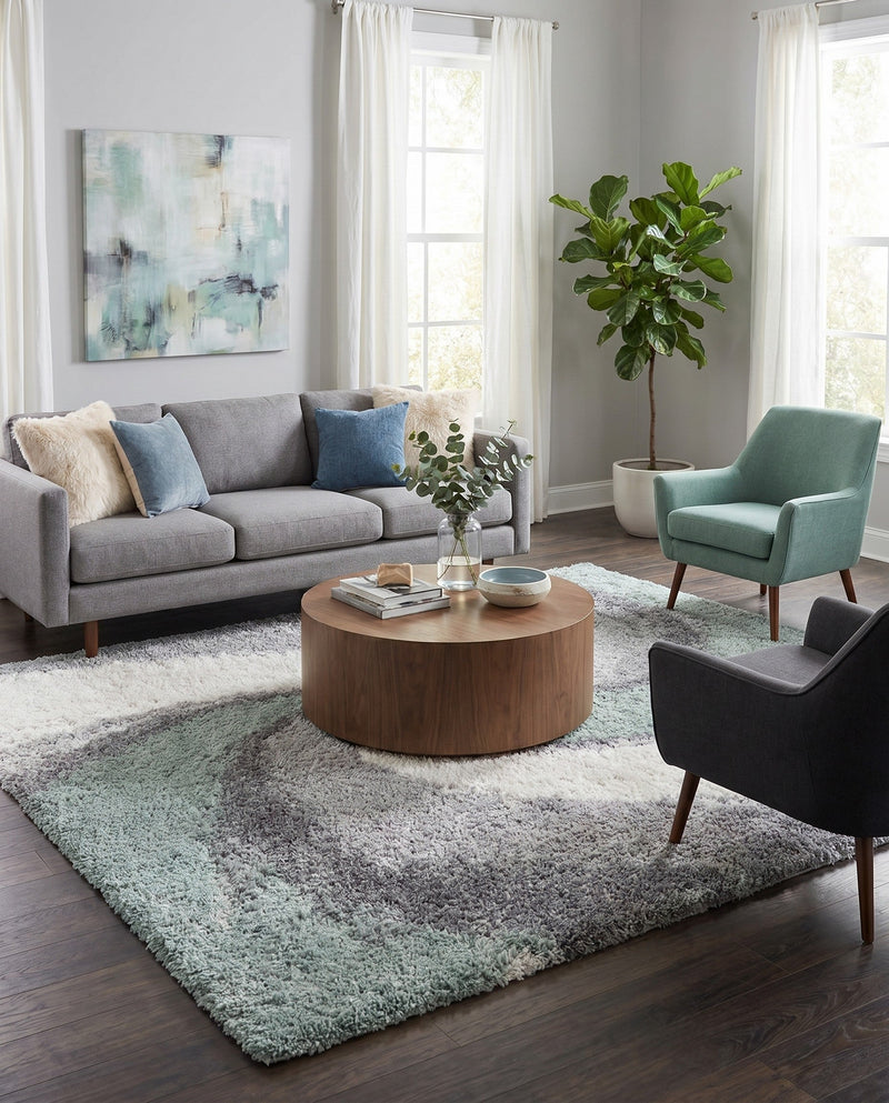 Cozy Haven Shag Collection Area Rug -  Oasis Rectangle Sage Green  lifestyle 51