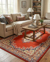 Tabriz Tapestry Collection Area Rug - Azerbaijan (Terracotta) Rectangle Terracotta  lifestyle 18