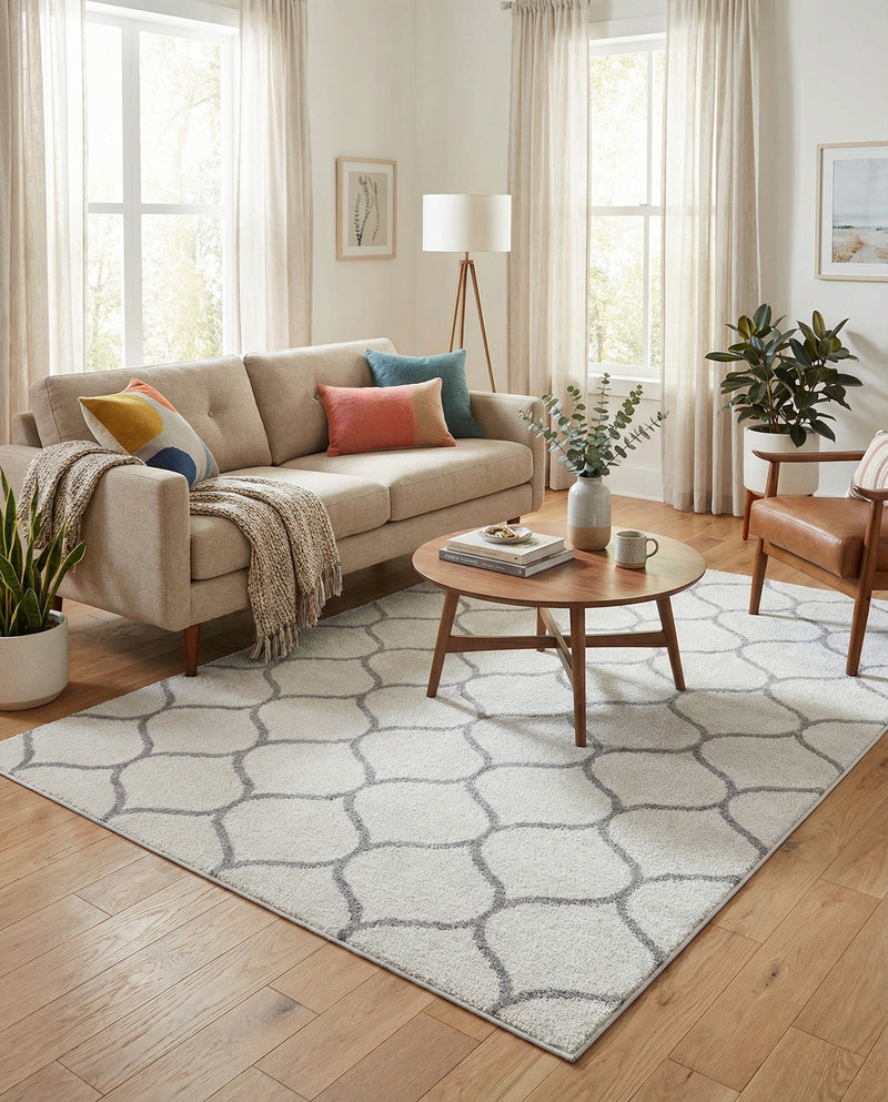 Trellis Mosaic Collection Area Rug -  Pergolatown (Ivory) Rectangle Ivory  lifestyle 12