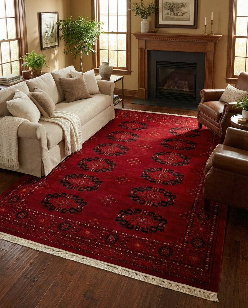 Samarkand Elegance Collection Area Rug -  Fergana Rectangle Red  lifestyle 22