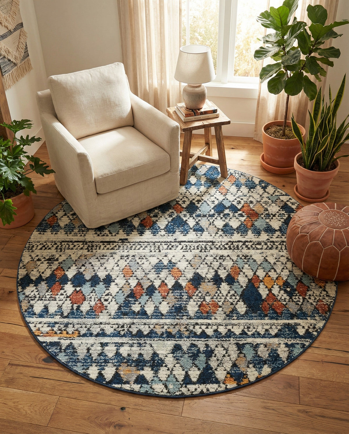 Tangier Treasures Collection Area Rug -  Marrakech Round Multi  lifestyle 151