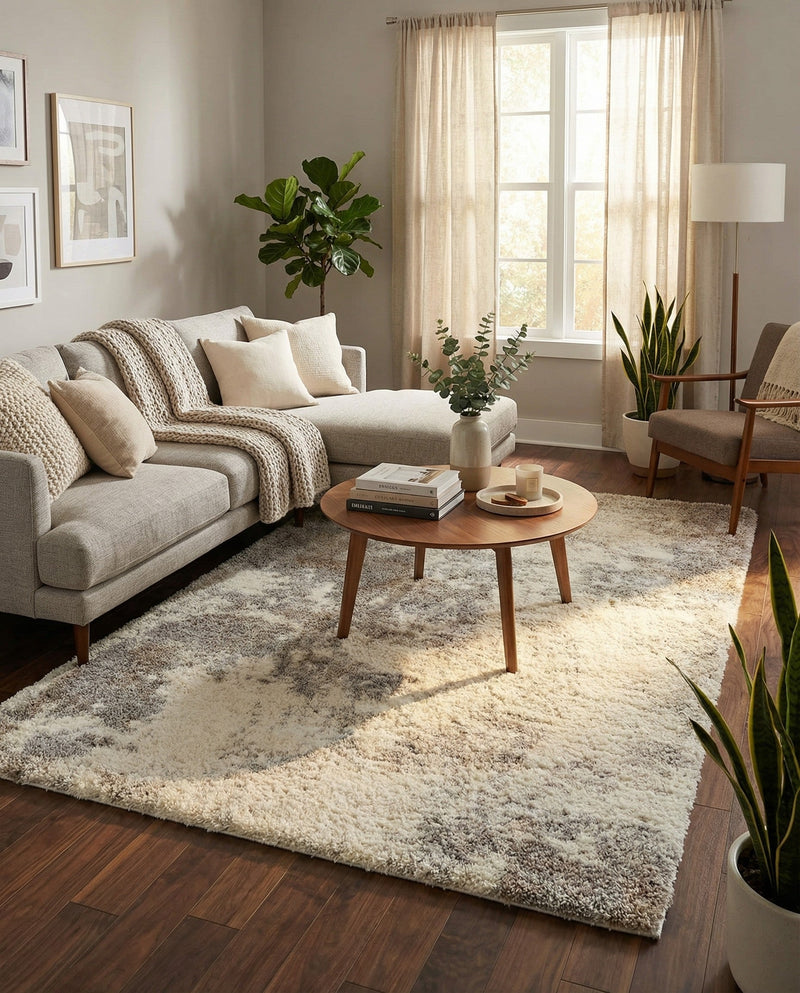 Cozy Haven Shag Collection Area Rug -  Tranquility (Khaki) Rectangle Khaki  lifestyle 10