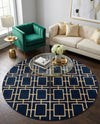 Hollywood Luxe Collection Area Rug -  Beverly (Navy Blue Gold) Round Navy Blue Gold  lifestyle 51
