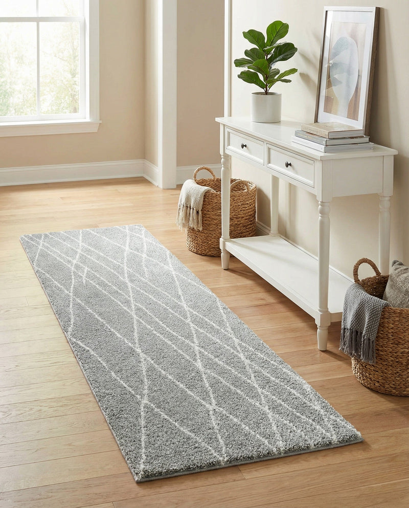 Cozy Haven Shag Collection Area Rug - Serenity (Cloud Gray) Runner Cloud Gray  lifestyle 37