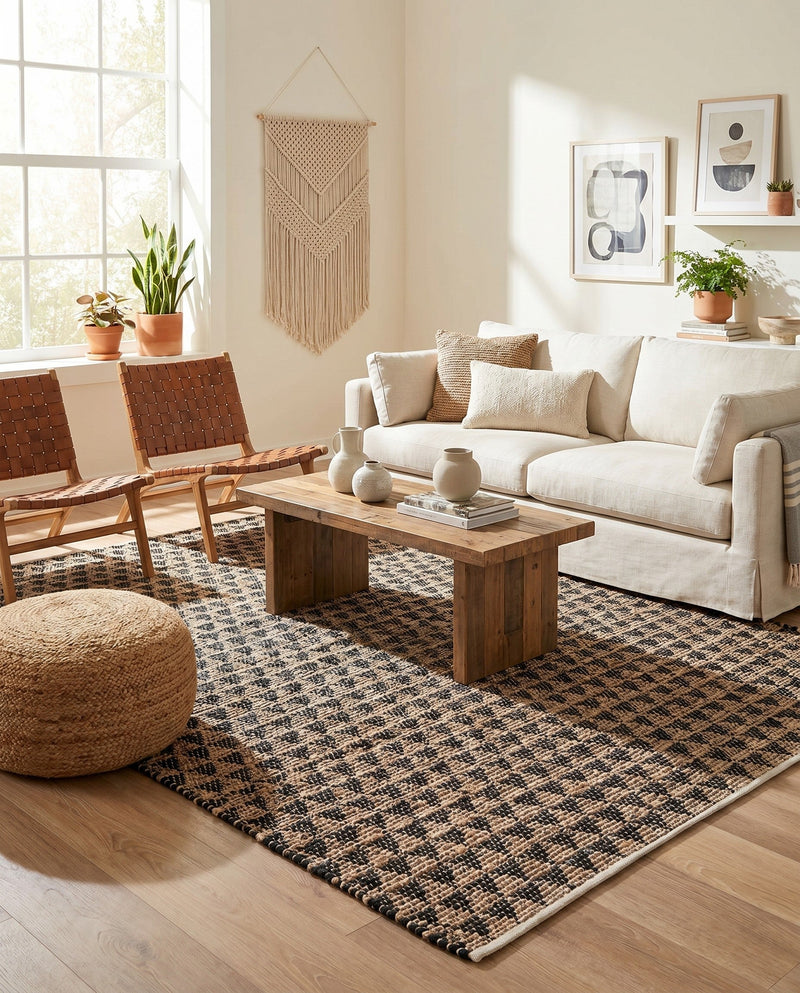 Osian Looms Collection Area Rug - Mumbai Rectangle Black  lifestyle 34
