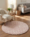 Berber Lattice Shag Collection Area Rug - Atlas (Light Pink) Round Light Pink  lifestyle 32