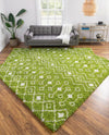 Berber Lattice Shag Collection Area Rug - Atlas (Green) Square Green  lifestyle 44