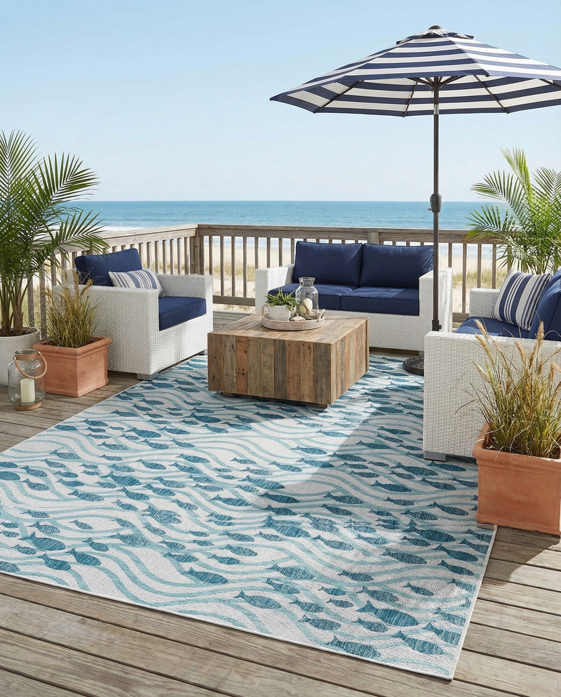 Seaside Haven Rugs Collection Area Rug -  Harbor Rectangle Blue  lifestyle 15