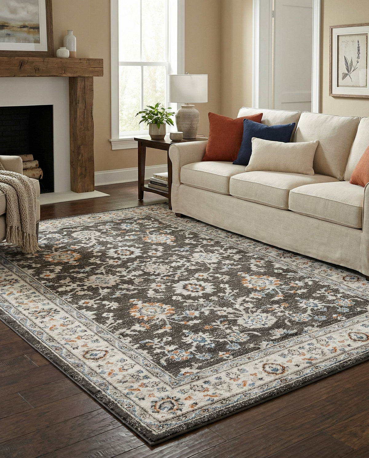 Savannah Elegance Collection Area Rug - Augusta (Fume Gray) Rectangle Fume Gray  lifestyle 25