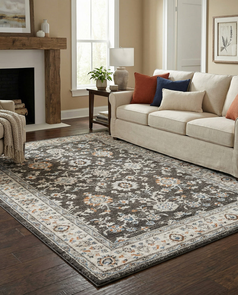 Savannah Elegance Collection Area Rug - Augusta (Fume Gray) Rectangle Fume Gray  lifestyle 25