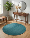 Soho Elegance Collection Area Rug - Chelsea (Turquoise) Round Turquoise  lifestyle 60