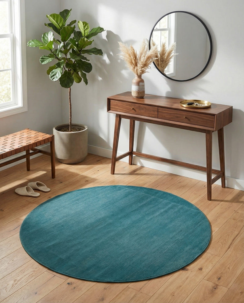 Soho Elegance Collection Area Rug - Chelsea (Turquoise) Round Turquoise  lifestyle 60
