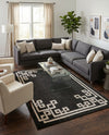 Aegean Labyrinth Collection Area Rug -  Rhodes Rectangle Black  lifestyle 22