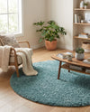 Plush Oasis Collection Area Rug - Serenity (Light Slate Blue) Round Light Slate Blue  lifestyle 39