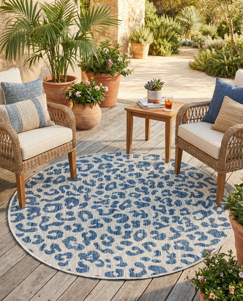 Savannah Escape Collection Area Rug -  Amazon (Blue) Round Blue  lifestyle 63