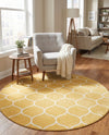 Trellis Mosaic Collection Area Rug -  Pergolatown (Yellow) Round Yellow  lifestyle 49