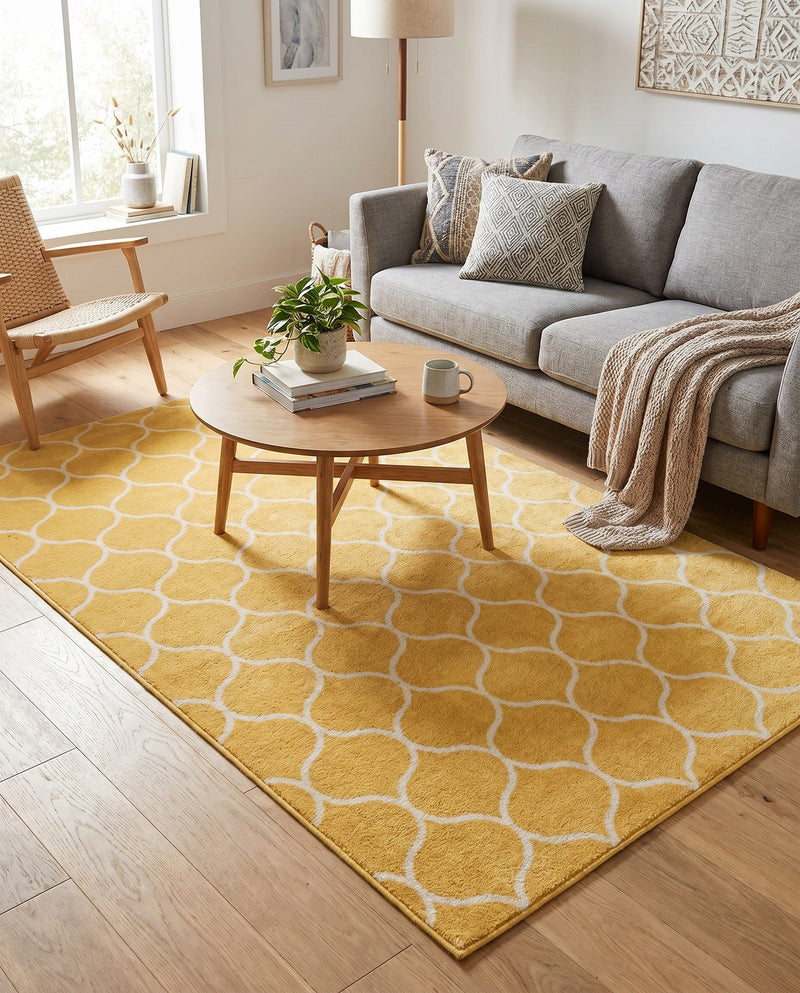Trellis Mosaic Collection Area Rug -  Pergolatown (Yellow) Rectangle Yellow  lifestyle 17