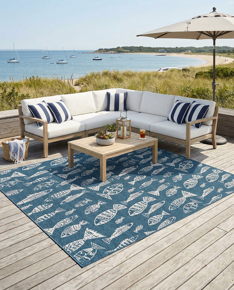 Seaside Haven Rugs Collection Area Rug -  Oceanview Square Blue  lifestyle 71