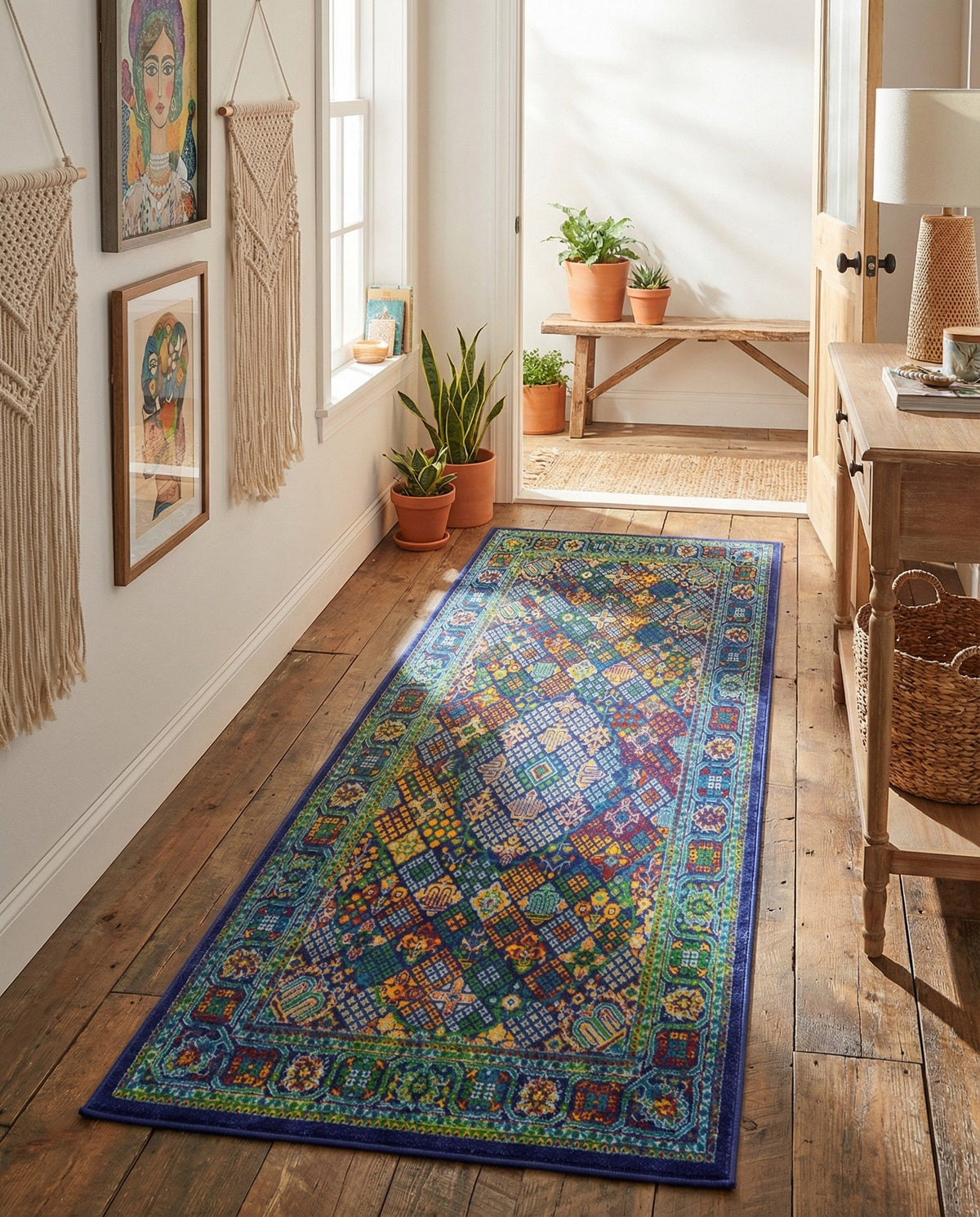 Caribbean Cove Collection Area Rug -  Mustique Runner Navy Blue  lifestyle 76